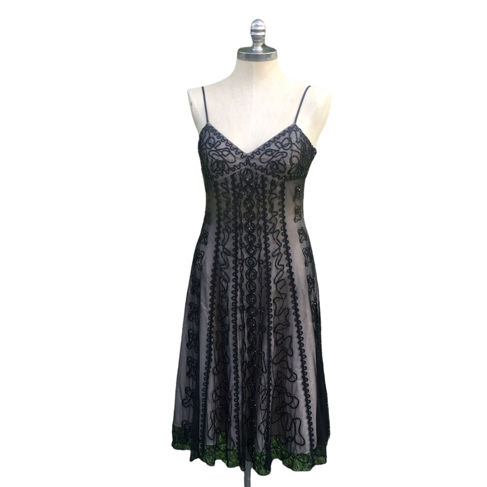 NIKI LAVIS Beautiful formal evening gown mid length Size 8 Black, AB Glass Beads - Picture 7 of 11